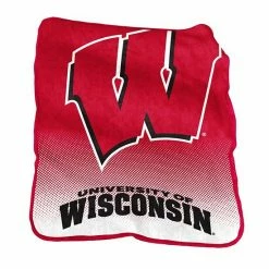Logo Brand Wisconsin Badgers Raschel Throw Blanket