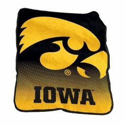 Logo Brand Iowa Hawkeyes Raschel Throw Blanket